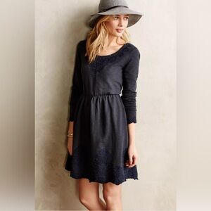 Anthropologie Blue Long Sleeve Sundress